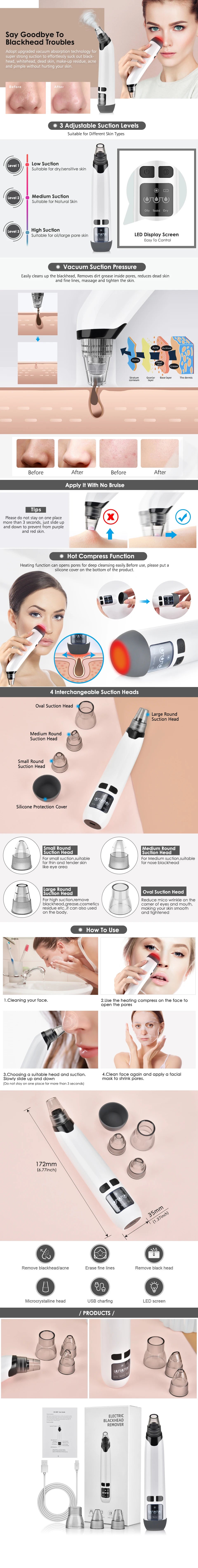 Blackhead Remover Electric Facial Cleansing Pore Vacuum Cleaner Ance Remover Pimple Face Cleaner Skin Scrubber Black Head Vacuum - Artigo Importado