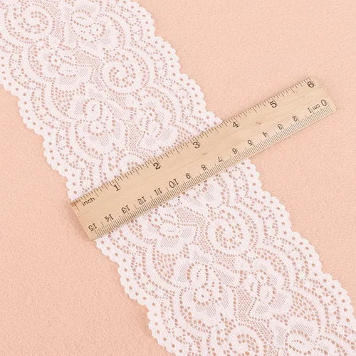 2yards 10cm White Black Elastic Fabric Lace Ribbons Decoration Wedding Sewing Cloth Hair Band Bow DIY Sewing Garment Accessories - Artigo Importado