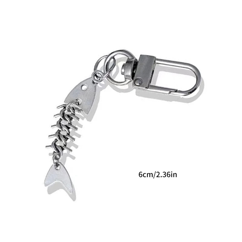 Simple Metal Fishbone Charm Keychain Unique Hanging Ornament Keyring Fashion Pendants for Purse Bag Backpack Handbag - Artigo Importado