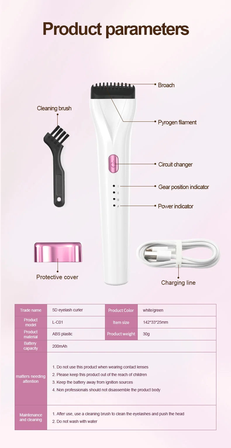 Heated Eyelash Curler Electric 3Modes Eye Lashes Eyelash Grafting Long Lasting Makeup Tools Hot Viewer for hot beulah - Artigo Importado