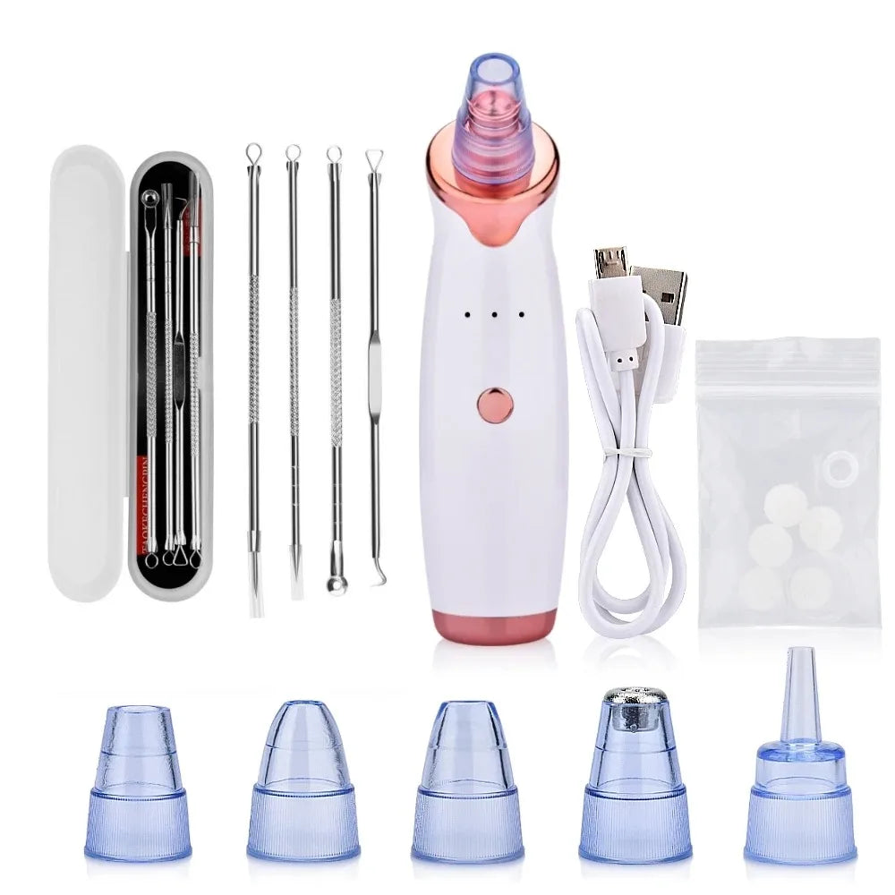 Vacuum Blackhead Removal Facial Cleansing Black Spots Suction Acne Pimple Remover Beauty Instrument USB Charge Skincare Tools - Artigo Importado
