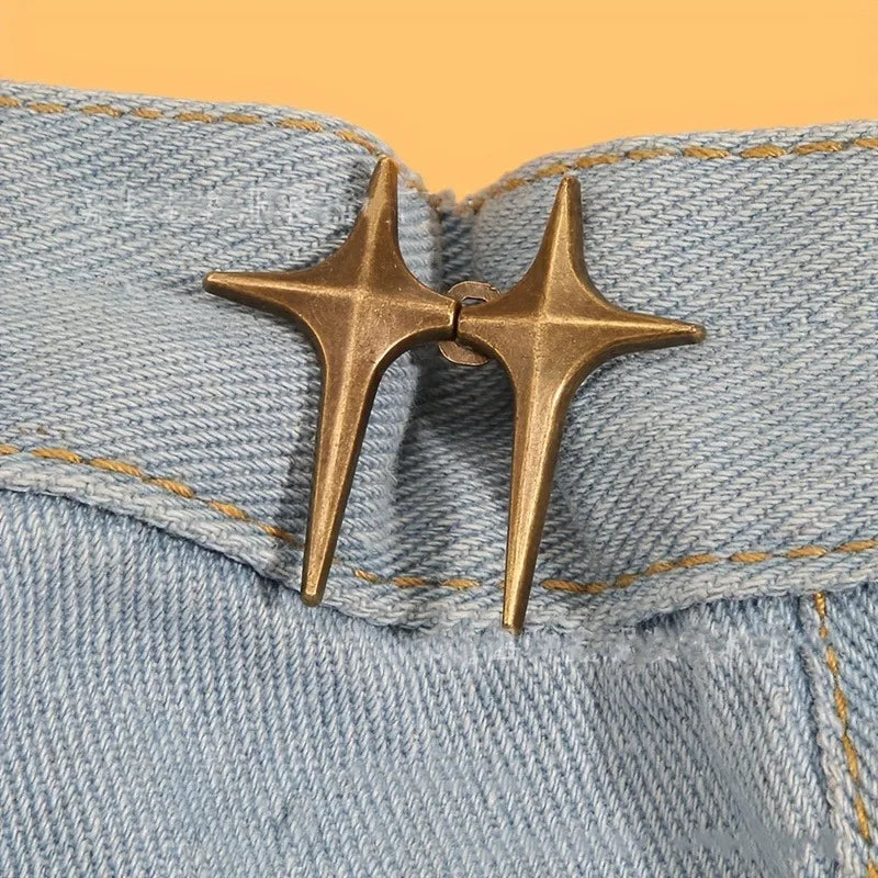 1 Pair Waist Buckle, A Star Shaped Waist Buckle Decorative Buttons, No Sewing, Detachable Button For Waist Adjustment - Artigo Importado