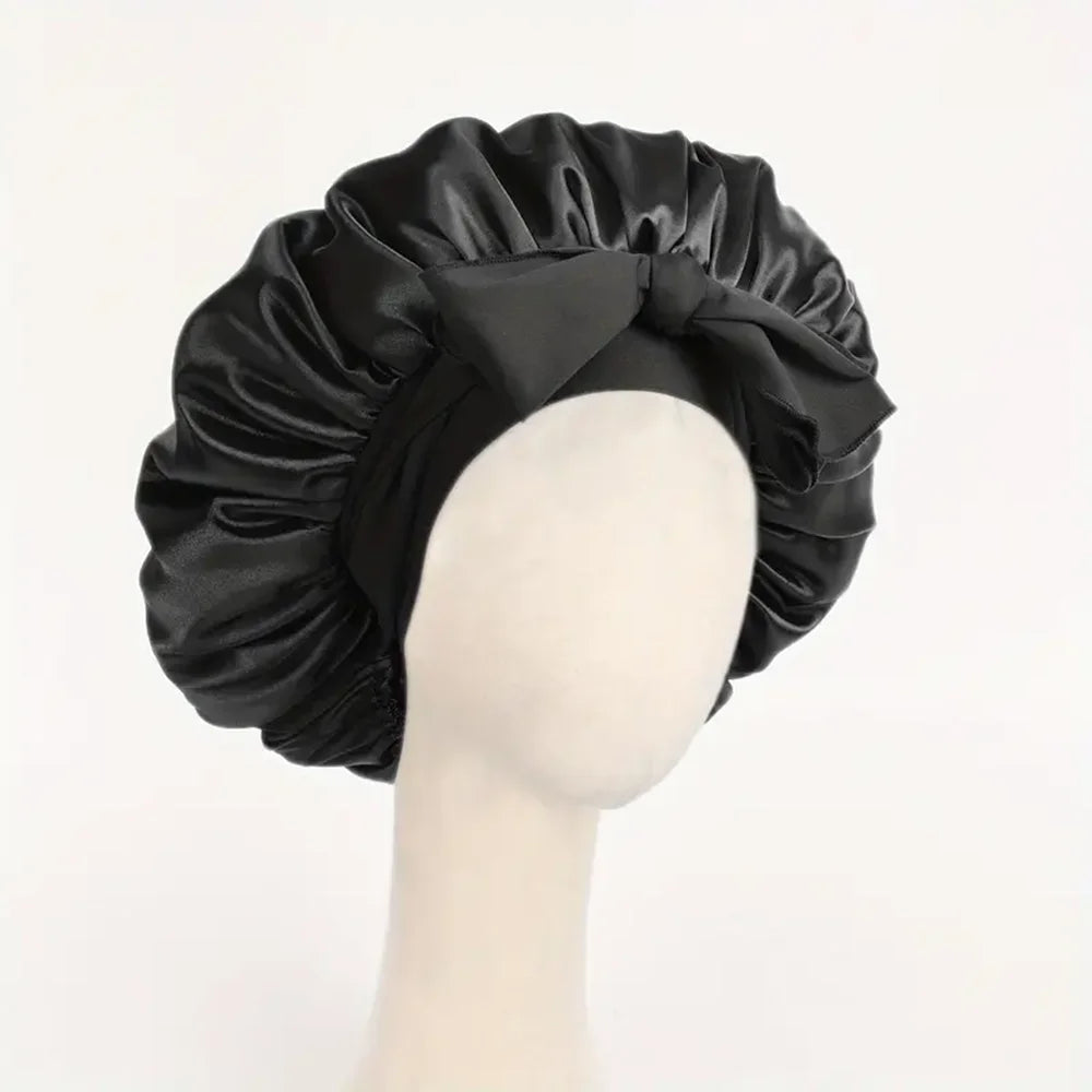 Satin Bonnet Silk Bonnet Adjustable Bonne For Sleeping Hair Bonnet With Tie Band Bonnets For Women Men - Artigo Importado