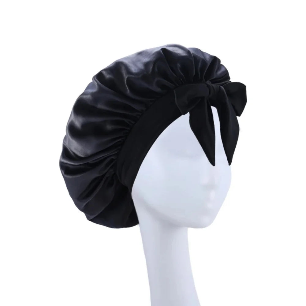 Satin Silk Hair Bonnet | Adjustable Tie Band | Sleep Bonnet for Women Men | Unisex Protective Headwear - Artigo Importado