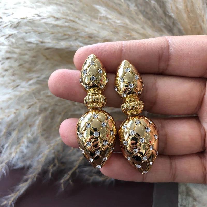 Statement Stud Earrings Crystal Stone Drop Brincos For Women's Accessories - Artigo Importado
