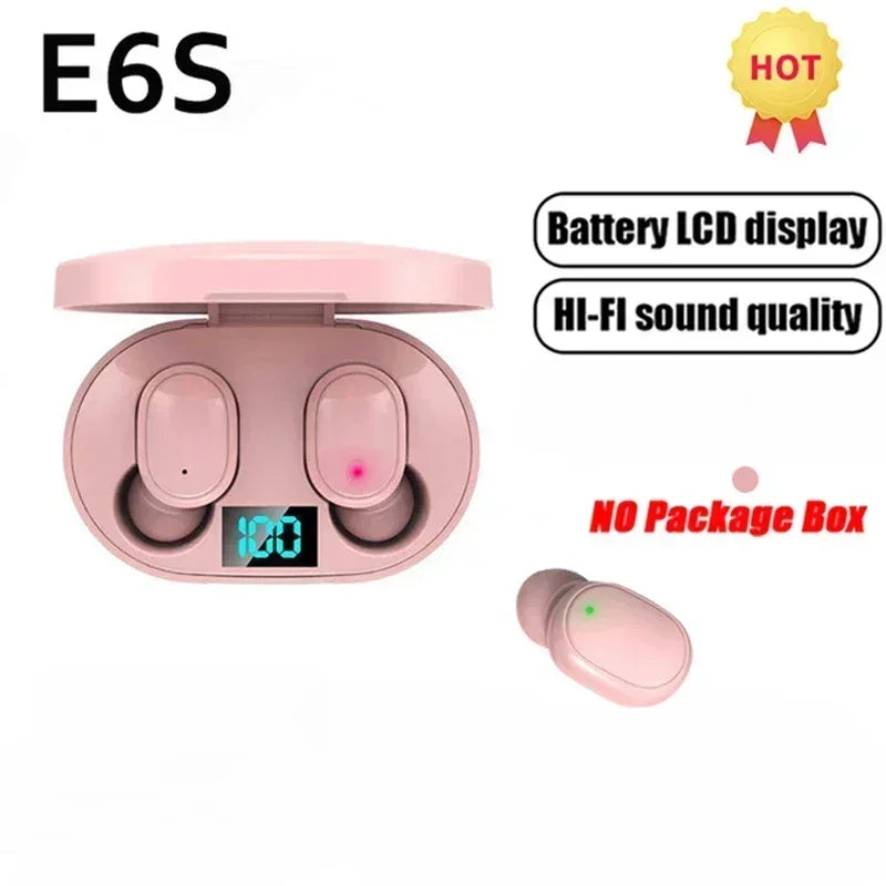E6S Wireless Bluetooth Earphones TWS Bluetooth Headset Wireless Earbuds Noise Cancelling Earphones with Microphone Headphones - Artigo Importado