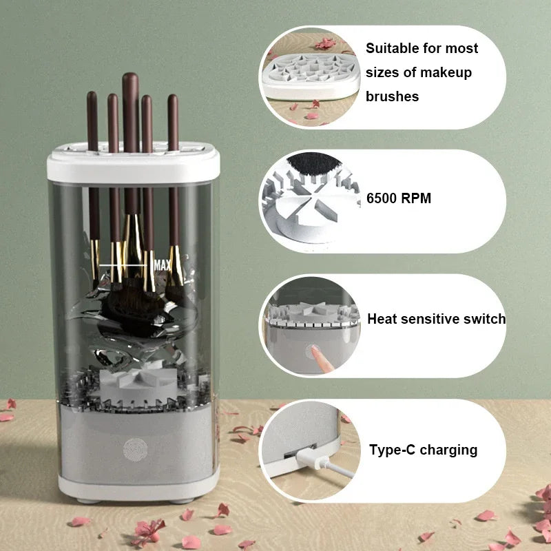 3-in-1 Electric Makeup Brush Cleaner - Automatic Washing & Drying, Type-C Charging, Fast & Deep Cleaning for Cosmetic Brushes - Artigo Importado