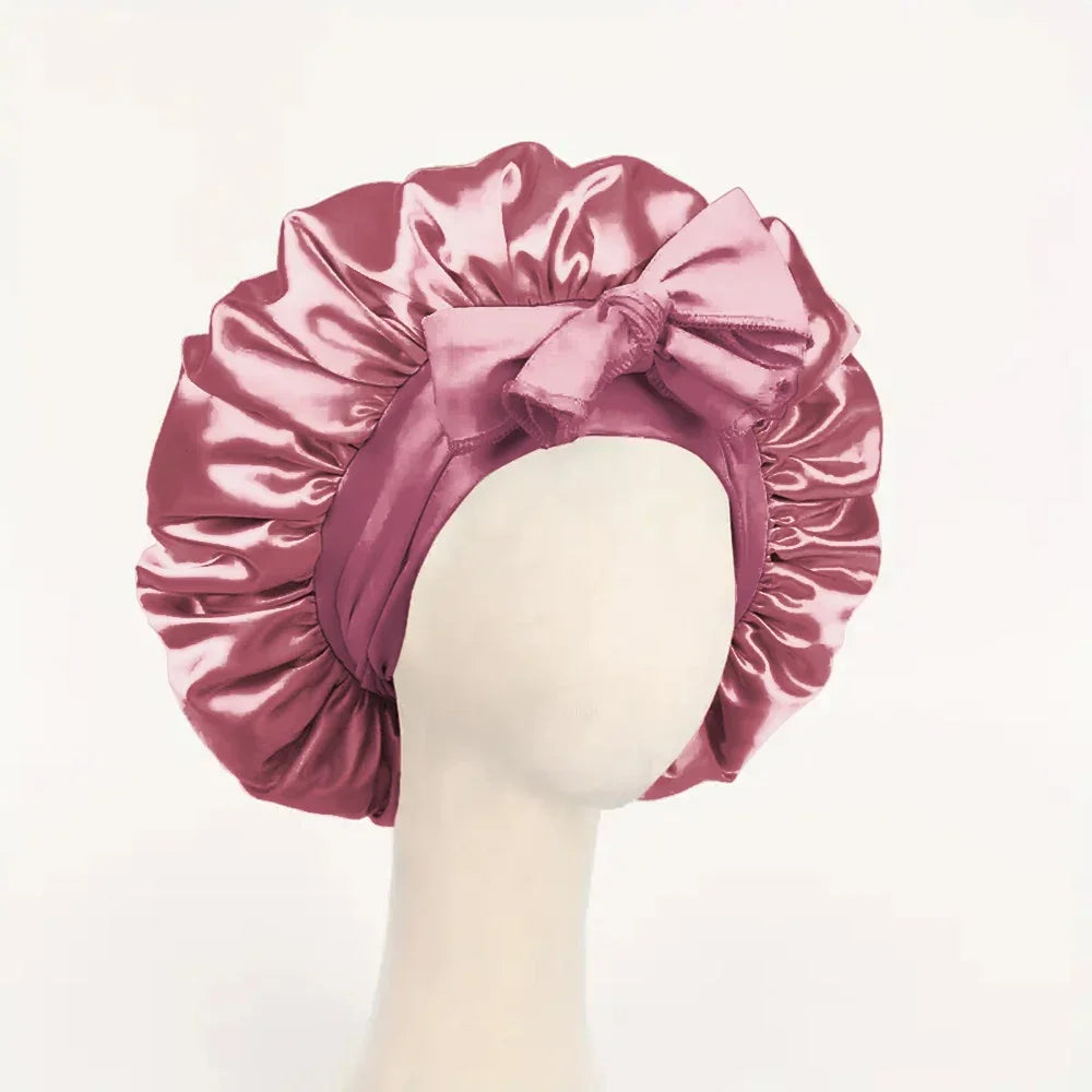Satin Silk Hair Bonnet | Adjustable Tie Band | Sleep Bonnet for Women Men | Unisex Protective Headwear - Artigo Importado