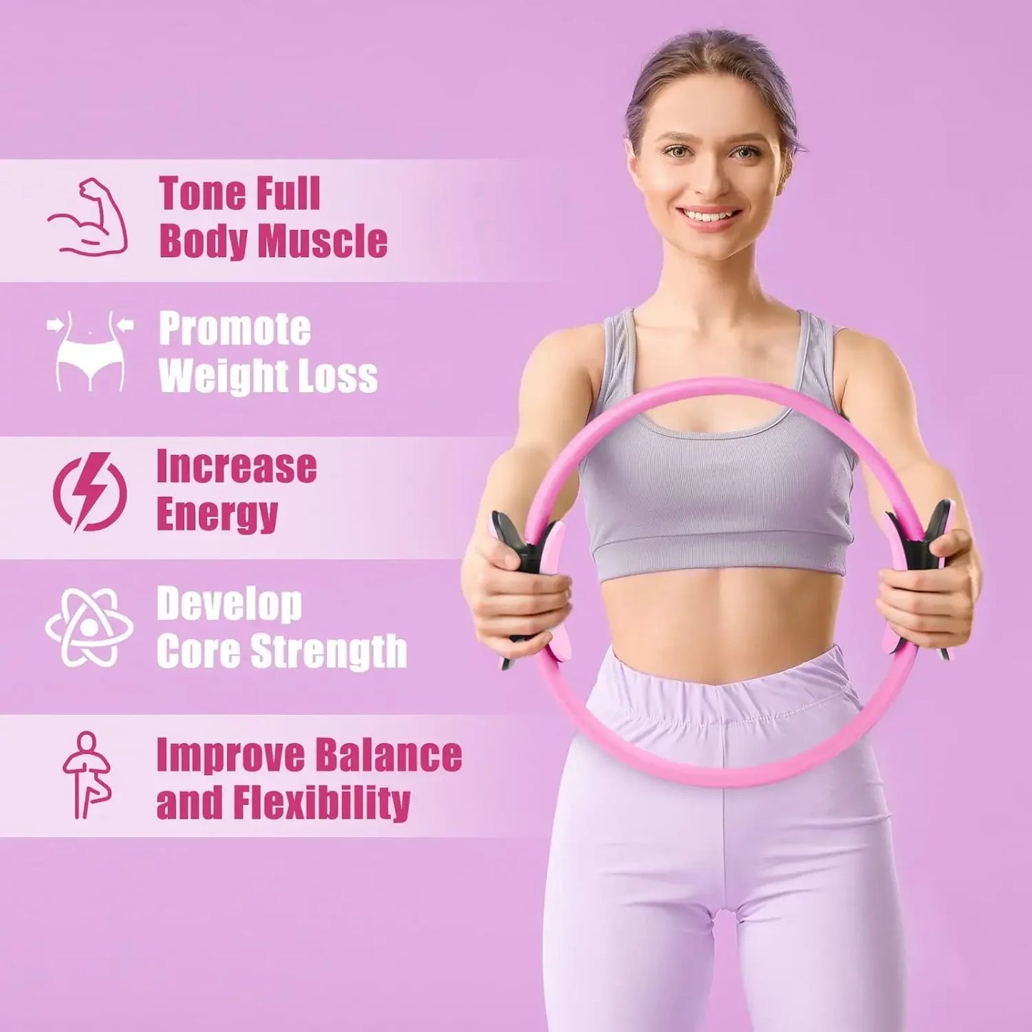 Pilates Ring, Home Resistance Trainer, Slim Thighs, Open Shoulders, Beautify Back, Yoga Magic Ring Shaping Tool - Artigo Importado