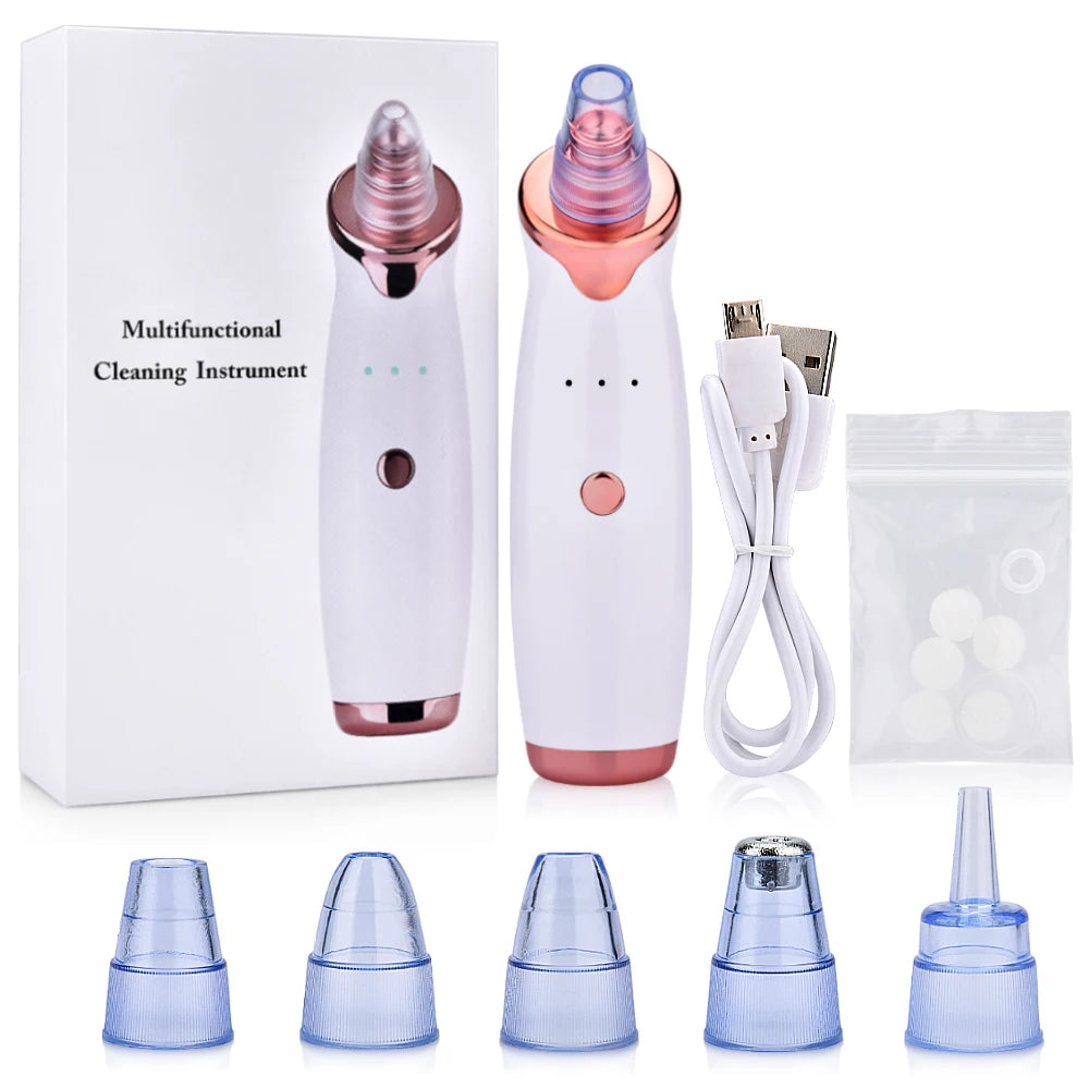 Vacuum Blackhead Removal Facial Cleansing Black Spots Suction Acne Pimple Remover Beauty Instrument USB Charge Skincare Tools - Artigo Importado