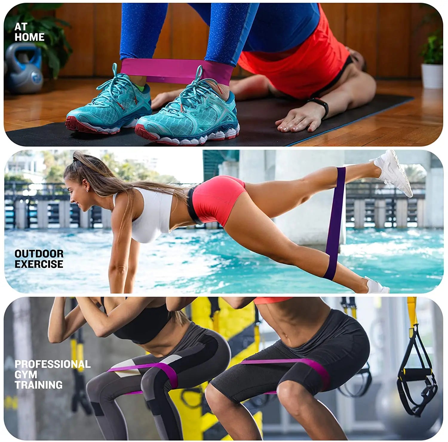 Resistance Loop Exercise Bands 5 Different Resistance Levels Elastic Band Suitable for arm Leg Stretching and Strength Training - Artigo Importado