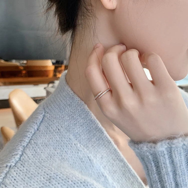 Minimalist Geometric Rose Gold Colour Rings For Woman Korean Fashion Jewelry New Goth Accessories Student Girl's Simple Ring Set - Artigo Importado