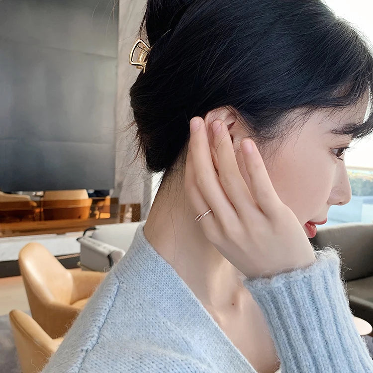 Minimalist Geometric Rose Gold Colour Rings For Woman Korean Fashion Jewelry New Goth Accessories Student Girl's Simple Ring Set - Artigo Importado