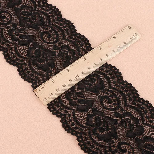 2yards 10cm White Black Elastic Fabric Lace Ribbons Decoration Wedding Sewing Cloth Hair Band Bow DIY Sewing Garment Accessories - Artigo Importado