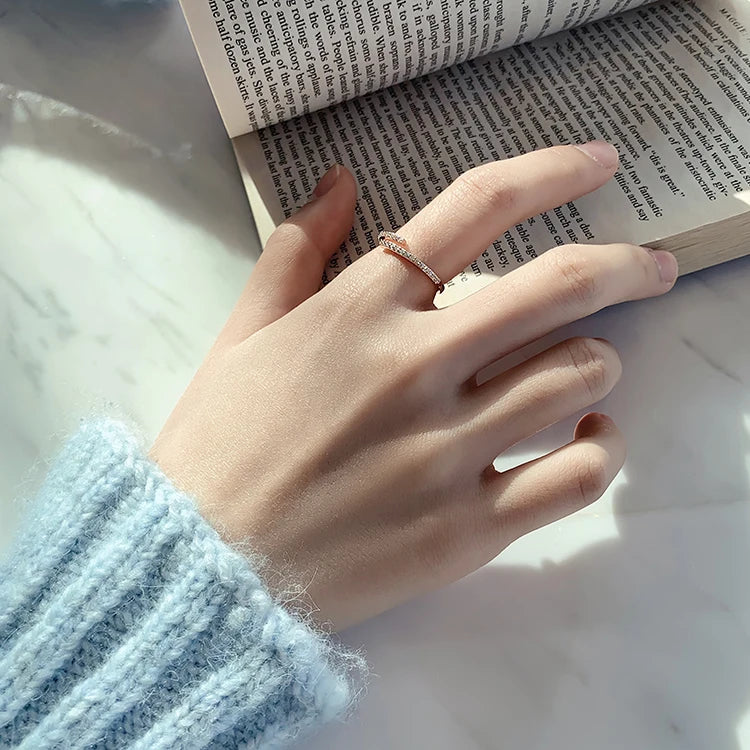 Minimalist Geometric Rose Gold Colour Rings For Woman Korean Fashion Jewelry New Goth Accessories Student Girl's Simple Ring Set - Artigo Importado