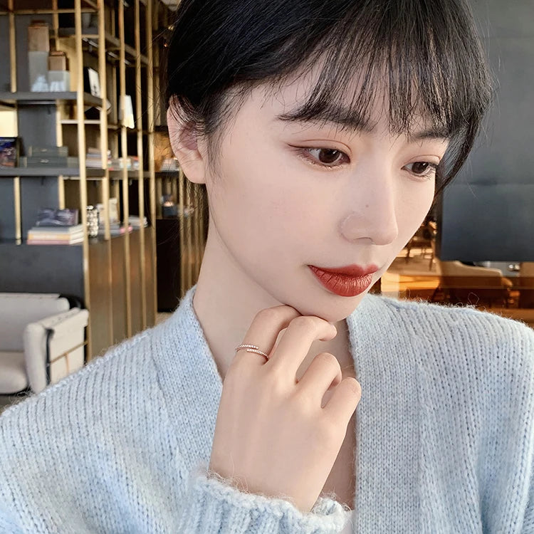 Minimalist Geometric Rose Gold Colour Rings For Woman Korean Fashion Jewelry New Goth Accessories Student Girl's Simple Ring Set - Artigo Importado