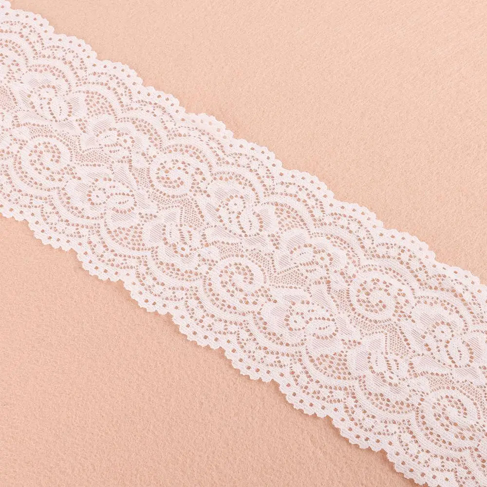 2yards 10cm White Black Elastic Fabric Lace Ribbons Decoration Wedding Sewing Cloth Hair Band Bow DIY Sewing Garment Accessories - Artigo Importado