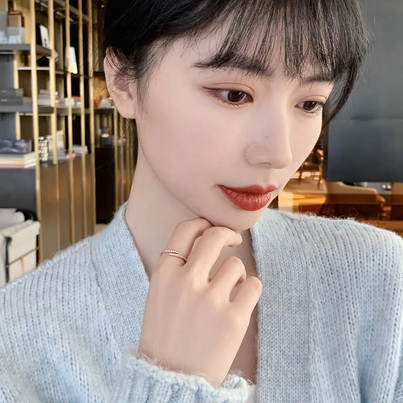 Minimalist Geometric Rose Gold Colour Rings For Woman Korean Fashion Jewelry New Goth Accessories Student Girl's Simple Ring Set - Artigo Importado