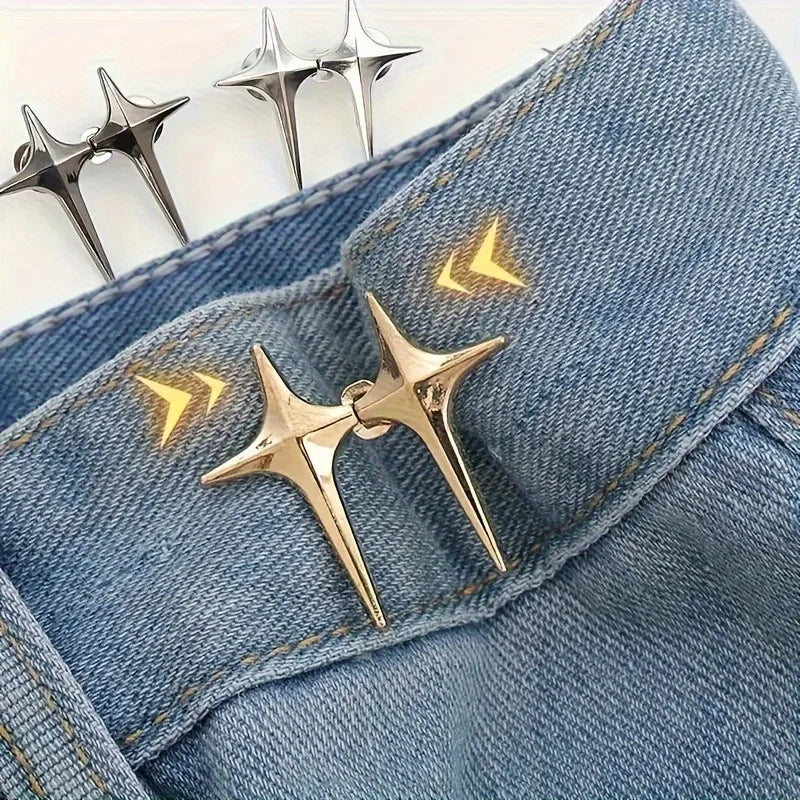 1 Pair Waist Buckle, A Star Shaped Waist Buckle Decorative Buttons, No Sewing, Detachable Button For Waist Adjustment - Artigo Importado