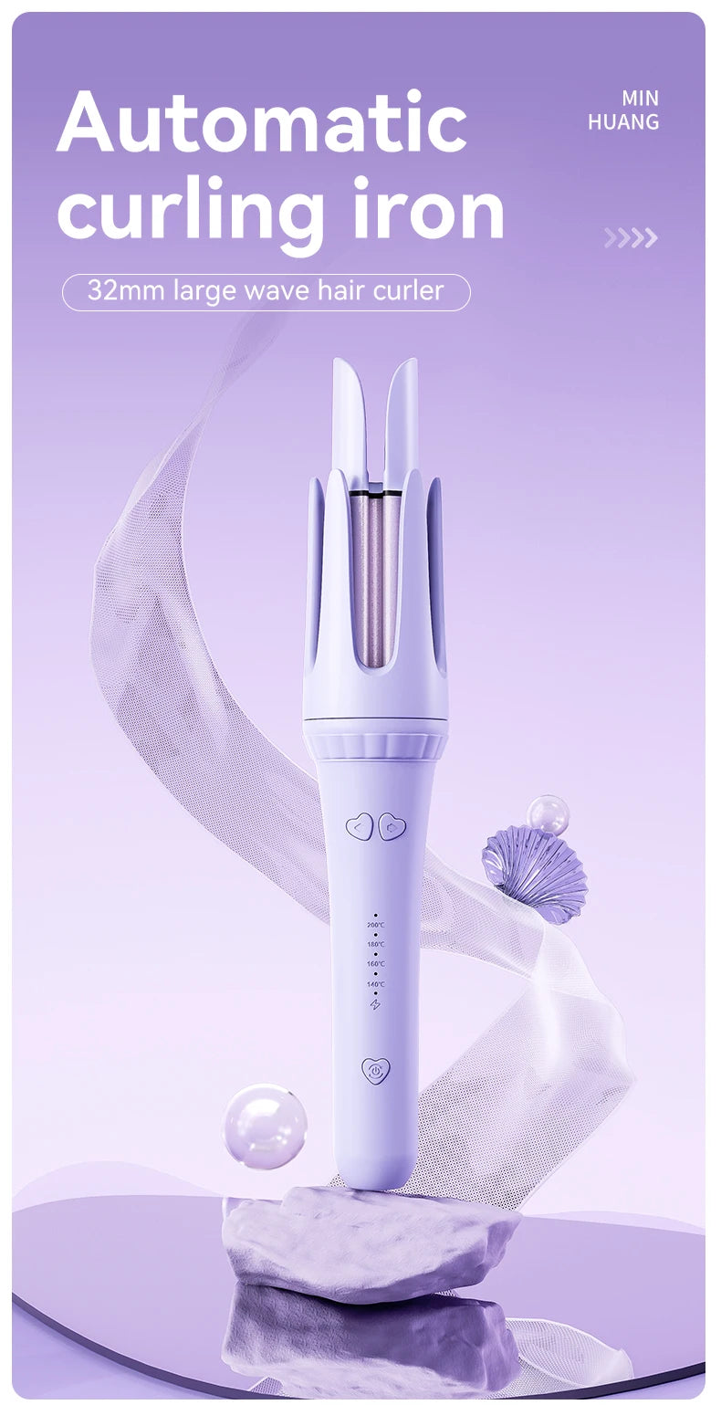 Automatic Hair Curling Iron 32mm Hair Curler Ceramic  Rotating Professional Hair Waver Curling Tool Hair curler for long hair - Artigo Importado
