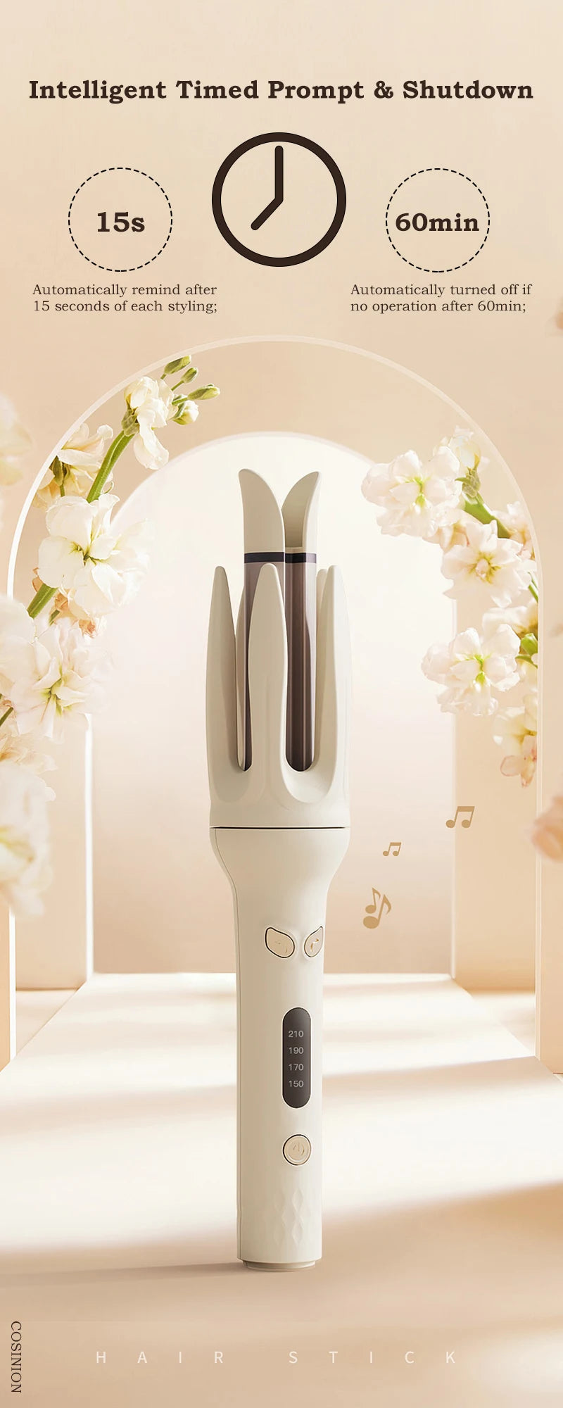 Automatic Hair Curler 28mm Negative Ions Electric Ceramic Curling Hair Stick Rotating Curl Waves Anti-Tangle Curling Iron Styler - Artigo Importado