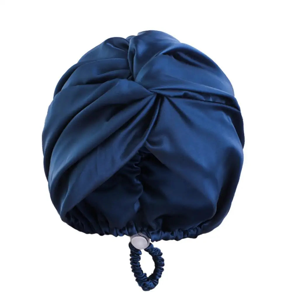 Pure Silk Turban Bonnets For Women Satin Sleeping Bonnet Hat Double Layer Twisted Hair Wrap Adjustable Silk Headwrap Hair Bonnet - Artigo Importado