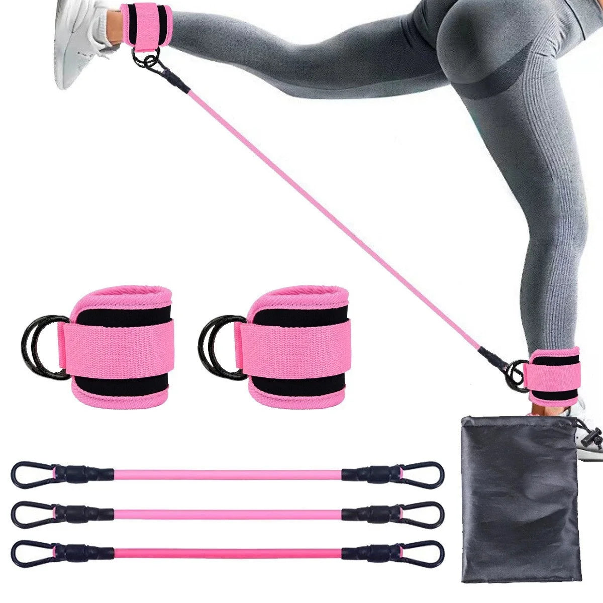 Resistance Band Set Workout Exercise Equipments Ankle Straps Fitness Yoga Elastic Fitness Bands For Home Gym Man And Woman Sport - Artigo Importado