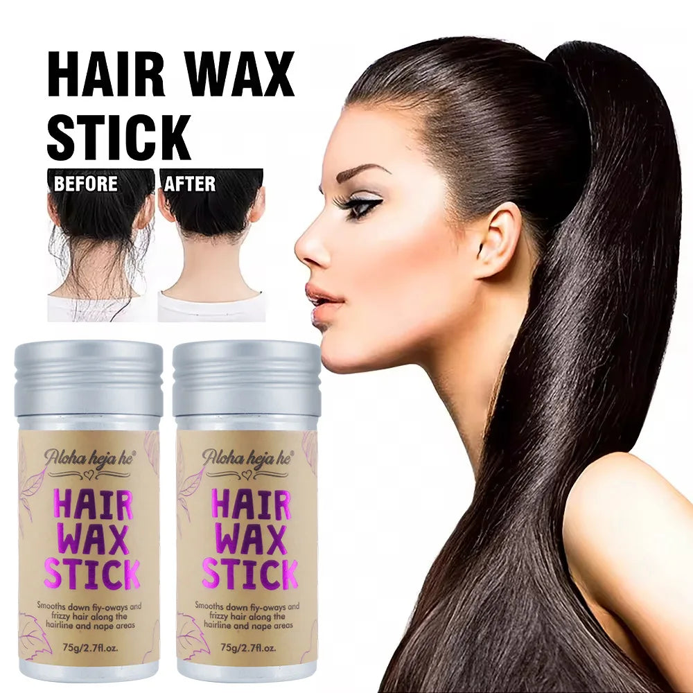 Styling Wax Sticks High Shine Smooth Hair and Wigs Solid Wax Sticks Natural Long-Lasting Anti-Frizz Pomade with 3 Combs Set - Artigo Importado