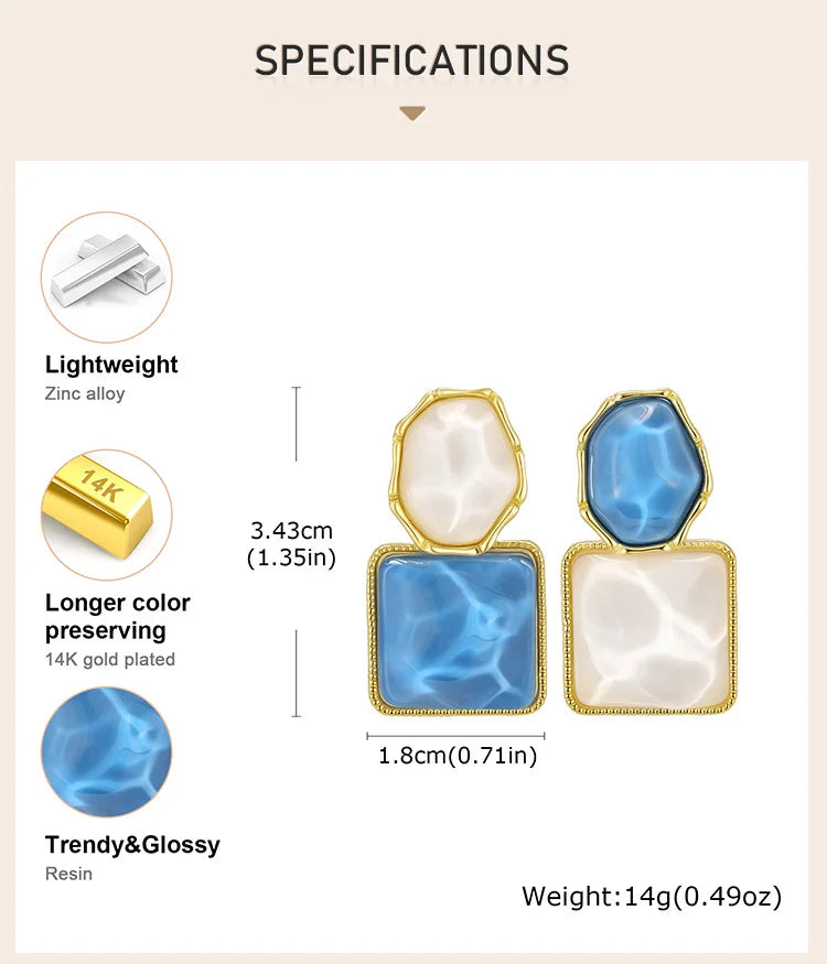 Statement Earrings for Women, Asymmetrical AB Style Square Dangle Earrings, Prom Jewelry - Artigo Importado