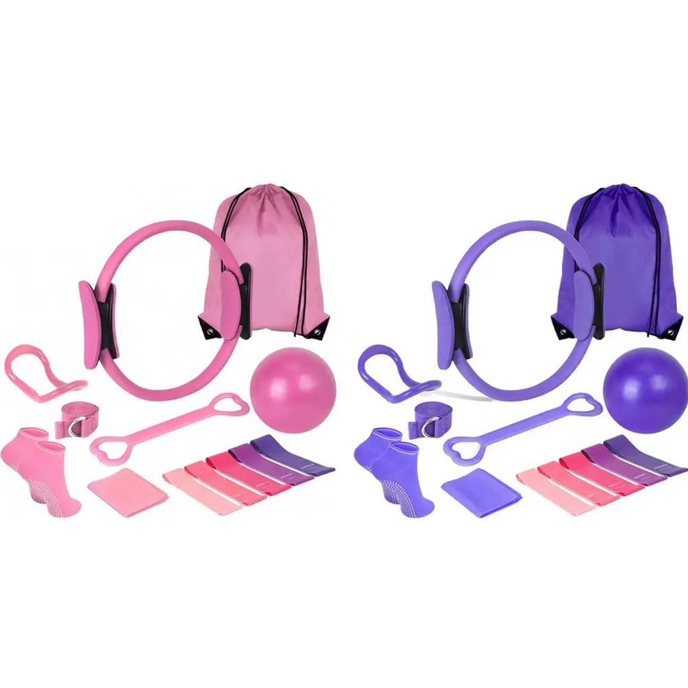 Pilates Ring Set 13 Pcs - Home Gym Equipment for Strength Training, Toning & Stretching incl. Yoga Accessories - All Levels - Artigo Importado