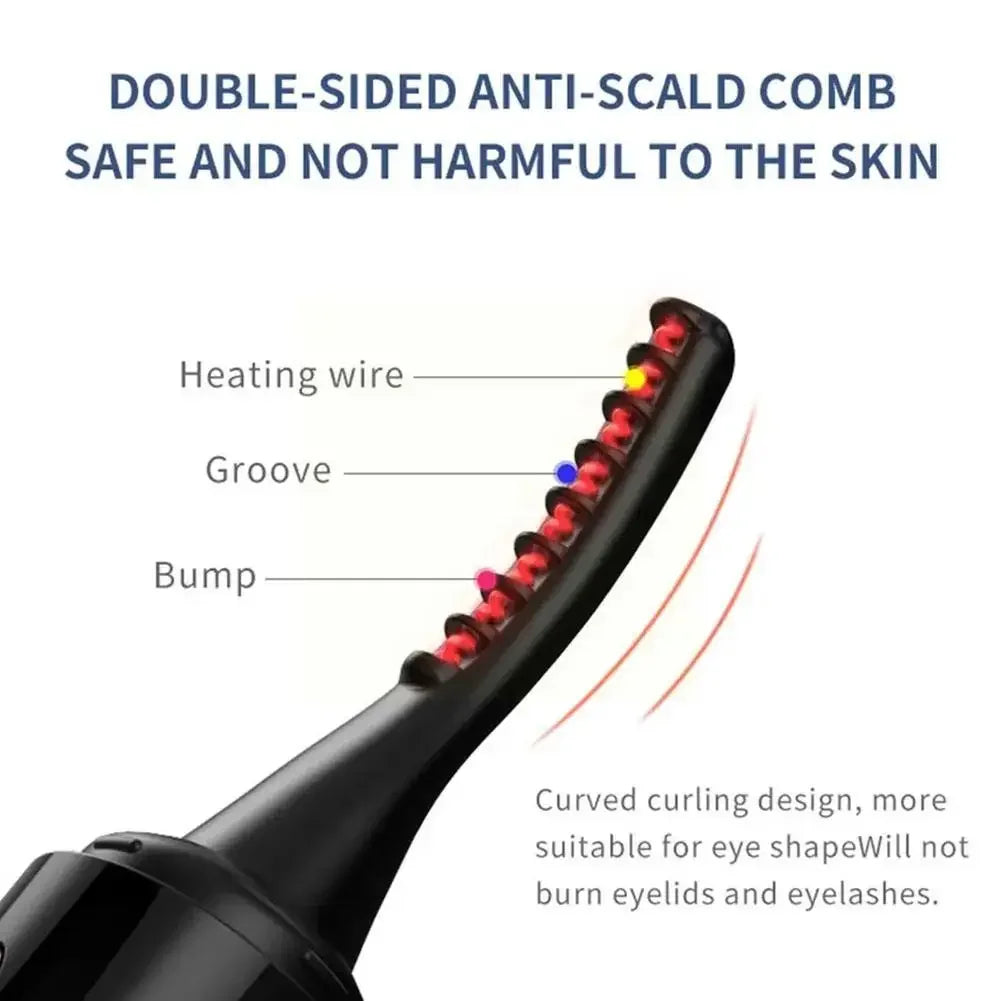 Electric Heated Eyelash Curler USB Rechargeable Eyelashes Curler 4 Mode Quick Heating Natural Curler Long Eyelash Lasting Makeup - Artigo Importado