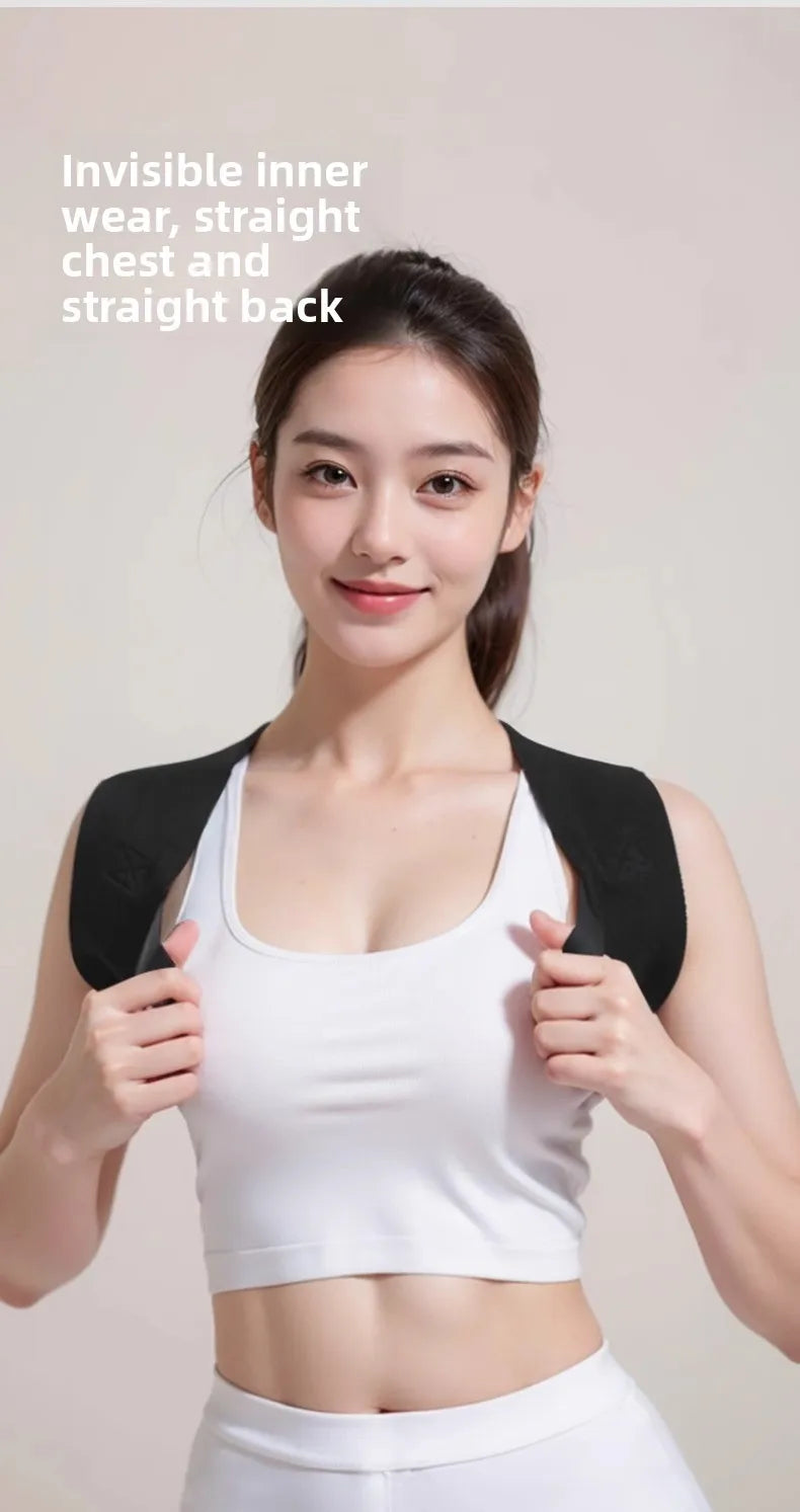 Posture Corrector for Adults - Adjustable Back Brace To Straighten Spine Improve Shoulder Alignment Kyphosis Correction - Artigo Importado