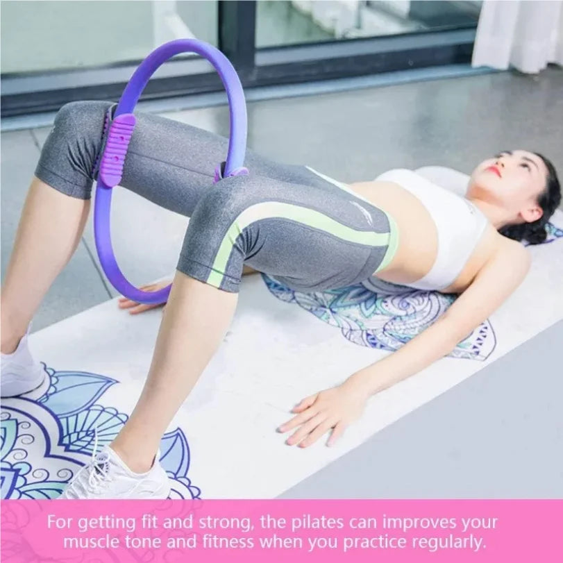 Yoga Pilates Ring Durable Non-Slip Exercise Circle Magic Exercise Circle with Dual Grip for Thigh Pelvic Floor Muscle Training - Artigo Importado