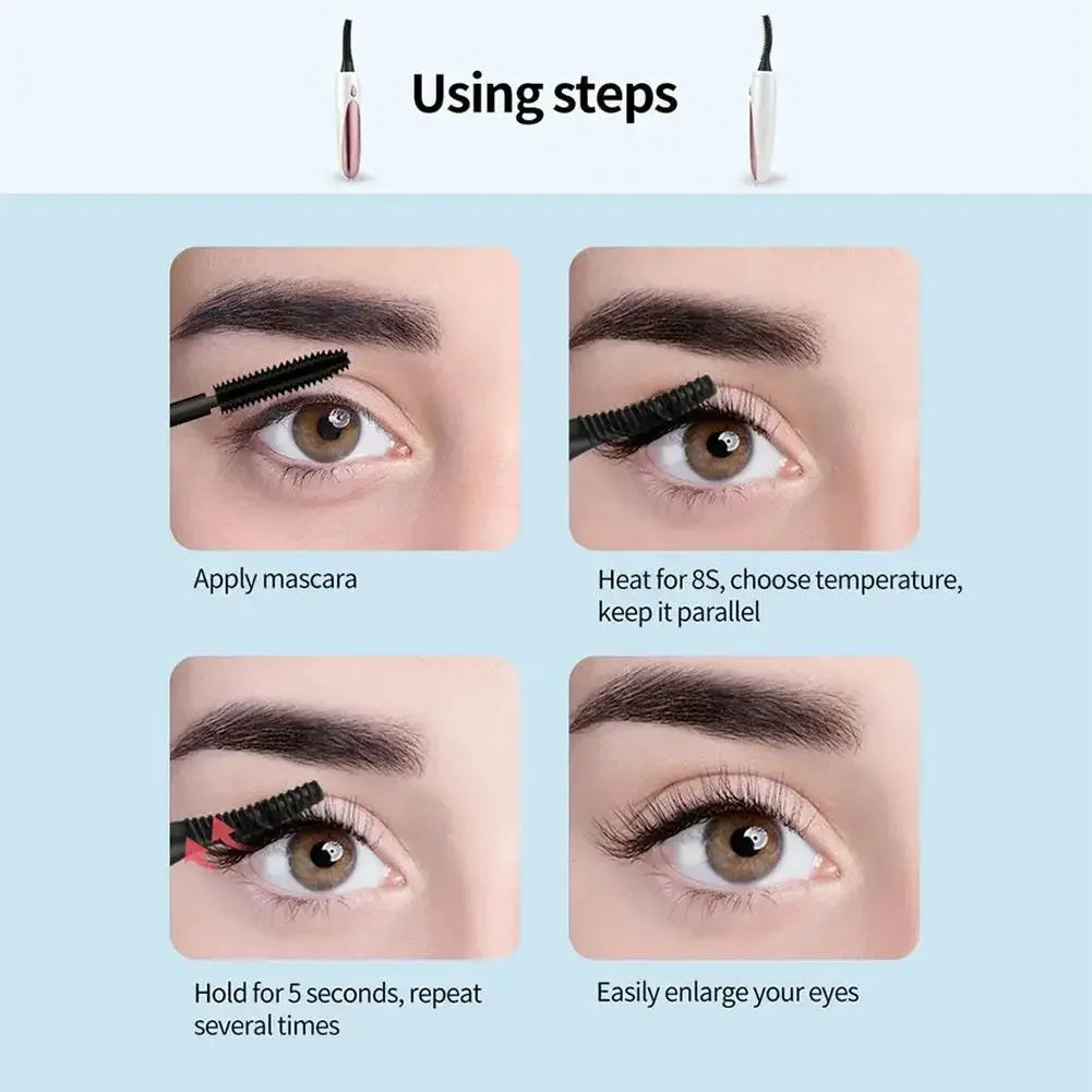 Electric Heated Eyelash Curler USB Rechargeable Eyelashes Curler 4 Mode Quick Heating Natural Curler Long Eyelash Lasting Makeup - Artigo Importado