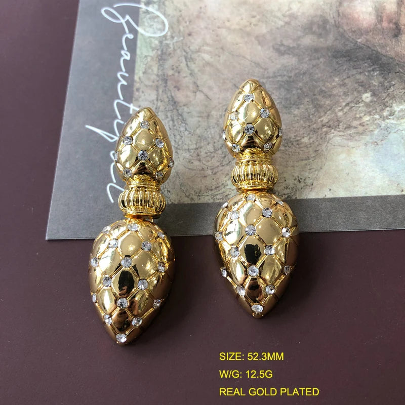 Statement Stud Earrings Crystal Stone Drop Brincos For Women's Accessories - Artigo Importado