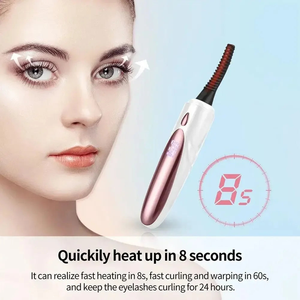 Electric Heated Eyelash Curler USB Rechargeable Eyelashes Curler 4 Mode Quick Heating Natural Curler Long Eyelash Lasting Makeup - Artigo Importado