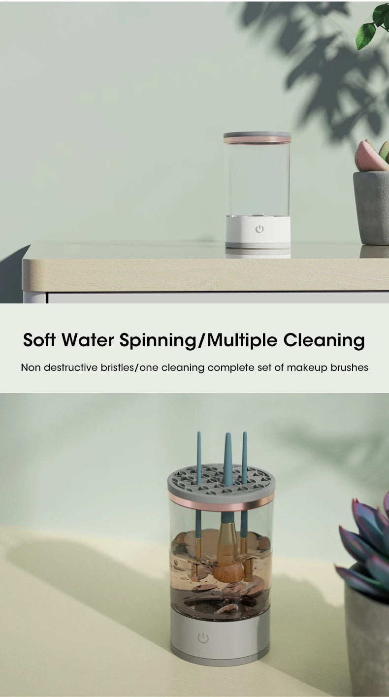 Electric Makeup Brush Cleaner Rechargeable Makeup Brushes Cleaning Tool Automatic Makeup Brush Cleaning Stand Device - Artigo Importado