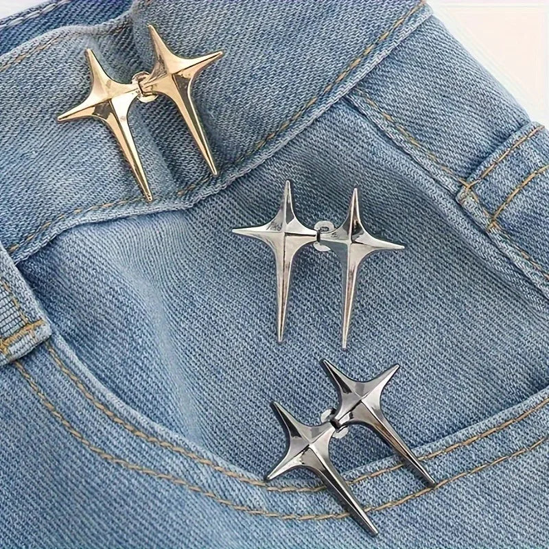 1 Pair Waist Buckle, A Star Shaped Waist Buckle Decorative Buttons, No Sewing, Detachable Button For Waist Adjustment - Artigo Importado