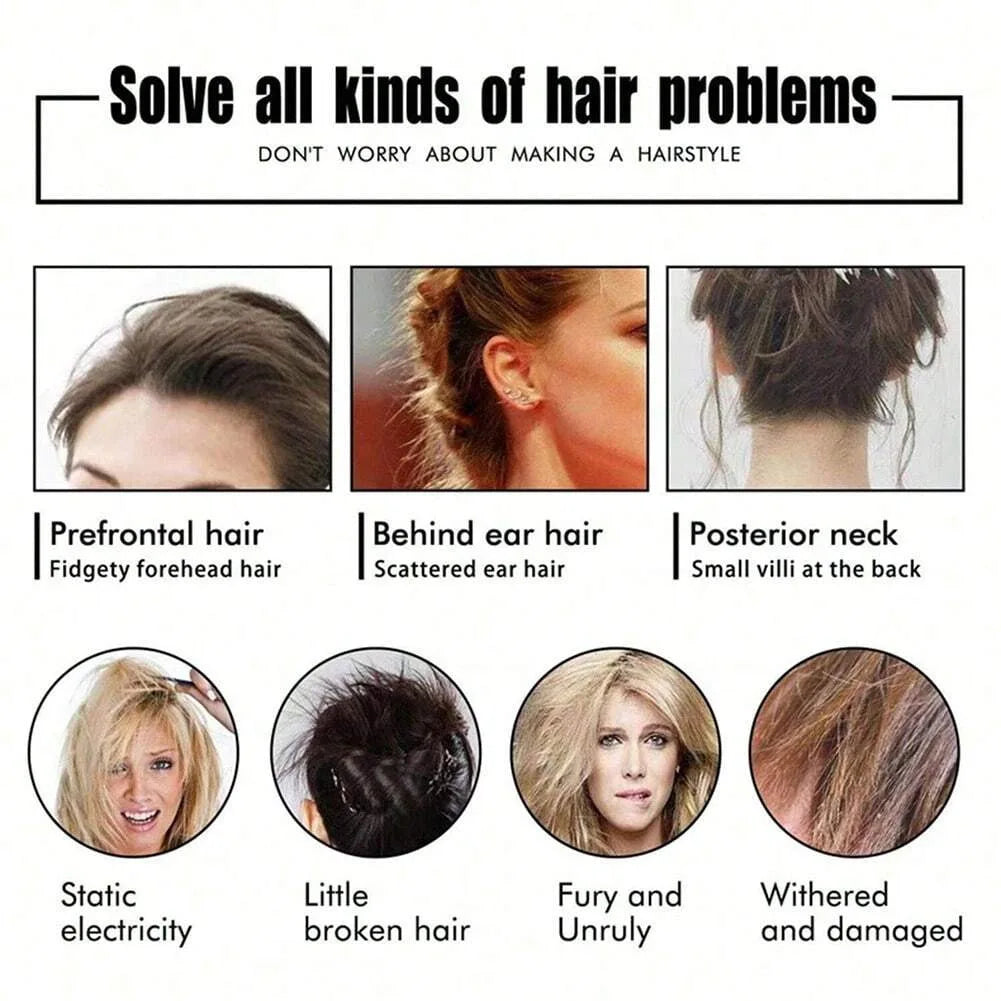 Women's styling hair wax stick Effectively smooths frizz, provides long-lasting hold, and creates a soft, shiny hairstyle. - Artigo Importado