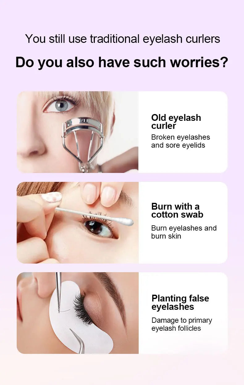 Heated Eyelash Curler Electric 3Modes Eye Lashes Eyelash Grafting Long Lasting Makeup Tools Hot Viewer for hot beulah - Artigo Importado