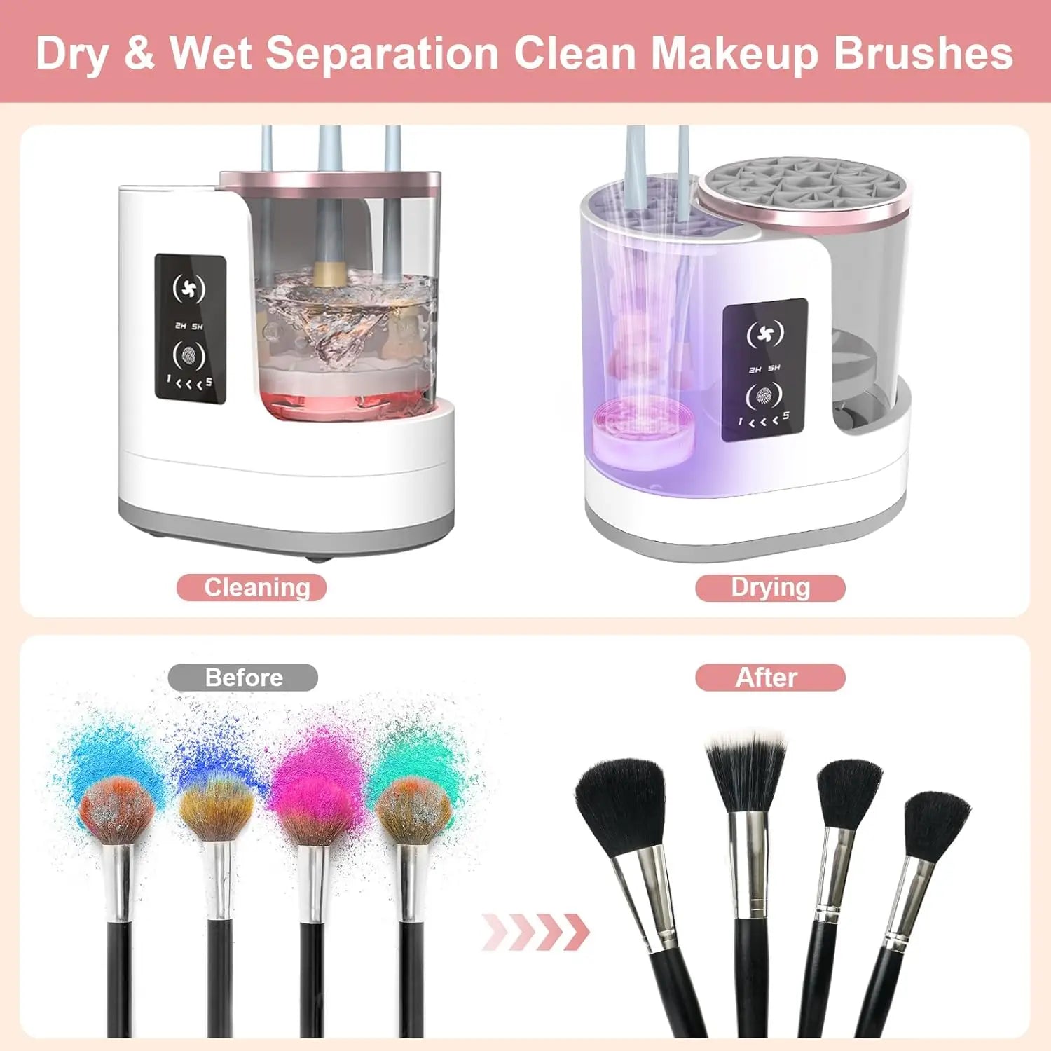 Electric Makeup Brush Cleaner and Dryer,3 in 1 Multi-Functional Efficient Automatic Cosmetic Cleaning for All Size Beauty Brush - Artigo Importado