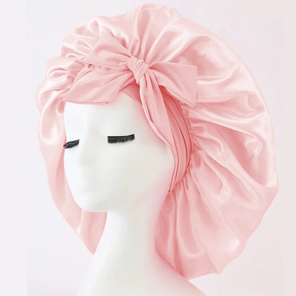 Satin Bonnet Silk Bonnet Adjustable Bonne For Sleeping Hair Bonnet With Tie Band Bonnets For Women Men - Artigo Importado