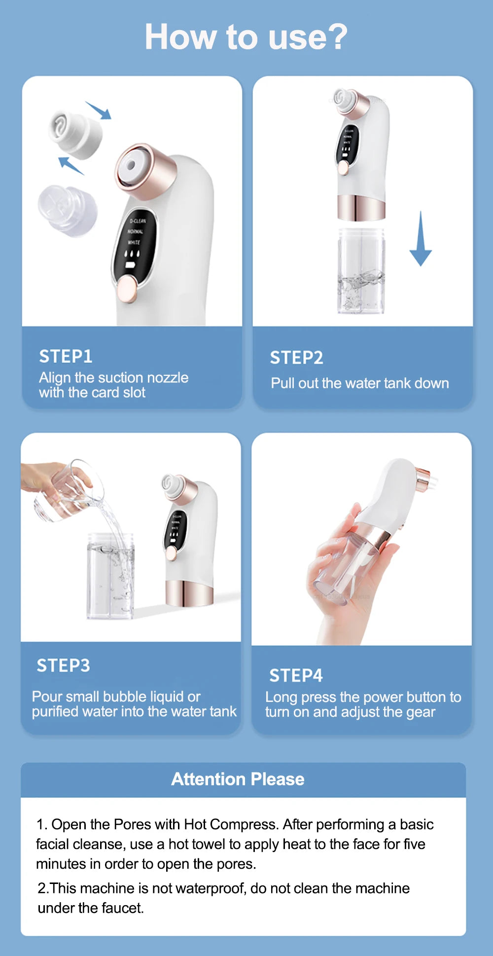 Blackhead Remover Pore Vacuum Cleaner Multifunctional Cleaning Instrument Small Bubble Facial Cleasing Machine Beauty Device - Artigo Importado