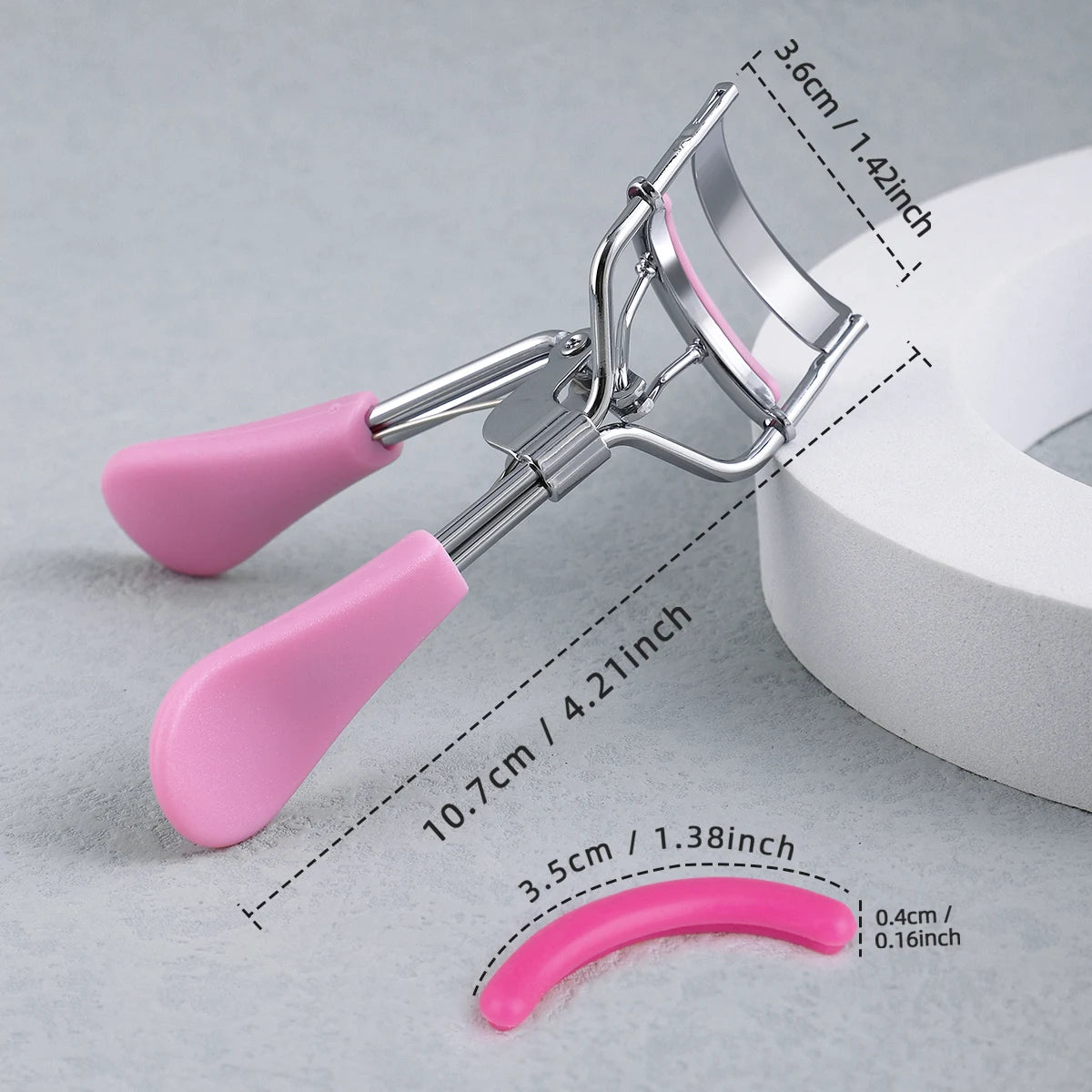 Portable Eyelash Curler with 15 Silicone Pads and Stainless Steel Eyelash Curler, Used for Eyelash Extension and Curling Tools - Artigo Importado