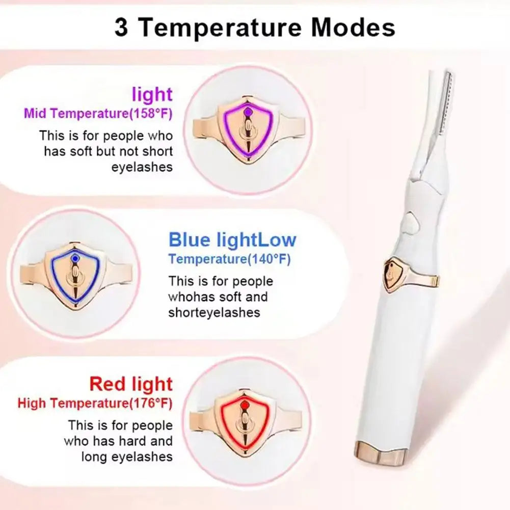 1Pc Electric Heated Eyelash Curler USB Rechargeable Eyelashes Quick Lasting Curling Comb&Clip Dual Use Makeup Eyelash Curler - Artigo Importado