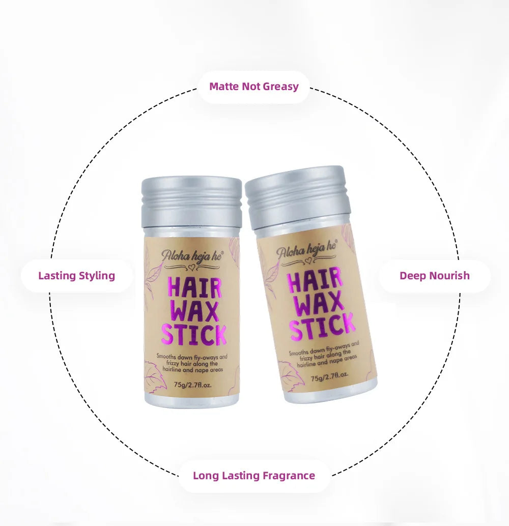 Styling Wax Sticks High Shine Smooth Hair and Wigs Solid Wax Sticks Natural Long-Lasting Anti-Frizz Pomade with 3 Combs Set - Artigo Importado