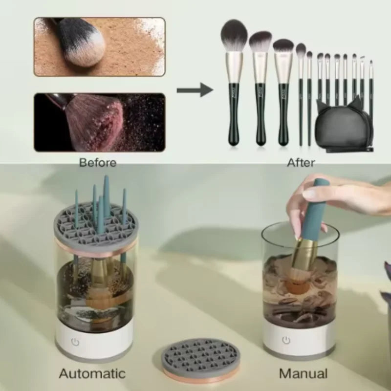Smart Electric Makeup Brush Cleaner Powered by USB for Thorough Cleaning Simple to Use Washes And Dries Cosmetic Brushes - Artigo Importado