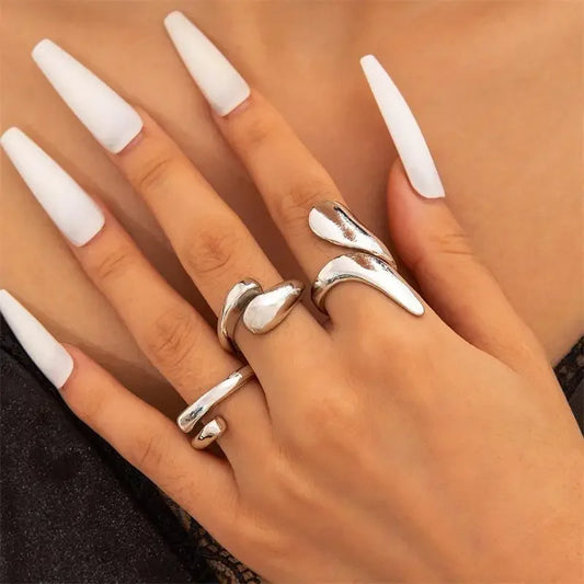 3/5 Pieces Of Minimalist, Fashionable, Irregular Gold Women's Ring Set, Finger Ring, Fashionable Girl Jewelry Gift - Artigo Importado
