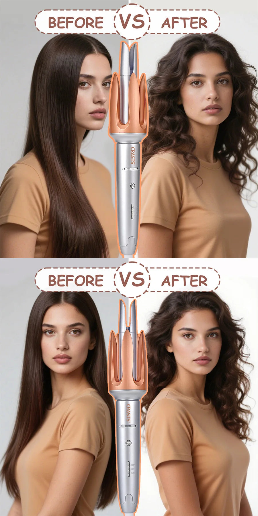 Automatic curling iron with large waves for long-lasting styling without damaging hair. Curling artifact - Artigo Importado
