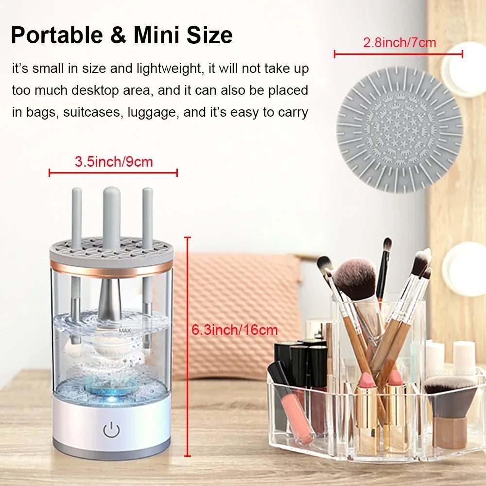 1PC Electric Makeup Brush Cleaner Rechargeable Makeup Brushes Cleaning Tool Automatic Makeup Brush Cleaning Stand Device - Artigo Importado